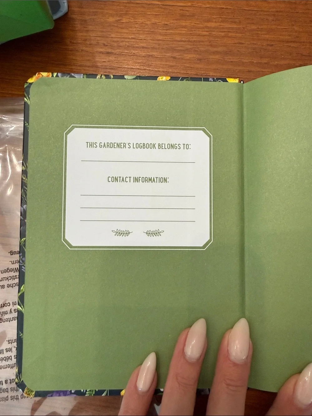 N/A gardener logbook